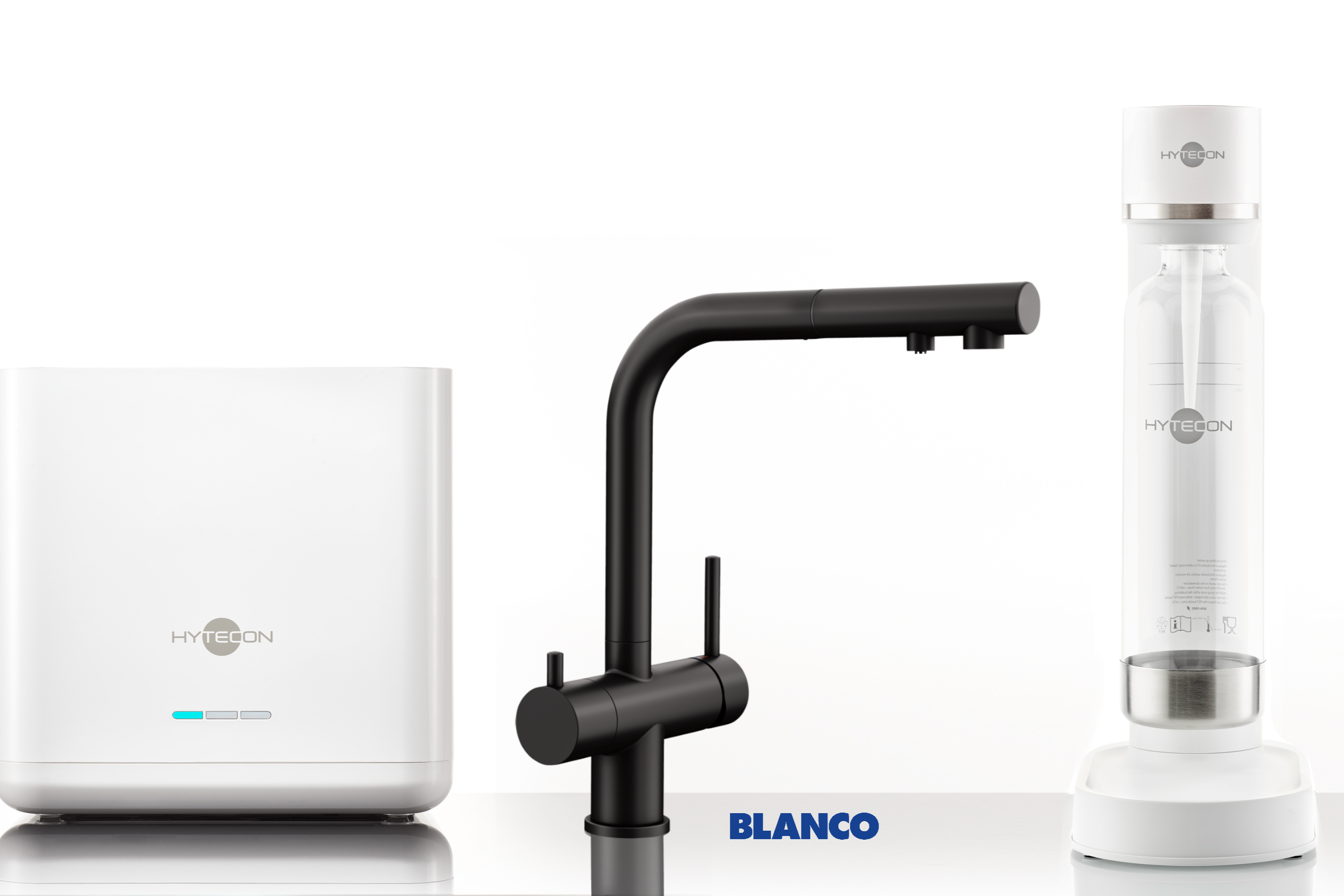 HYPRO WATER & BLANCO 3-Wege-Wasserhahn Schwarz & SodaMaker