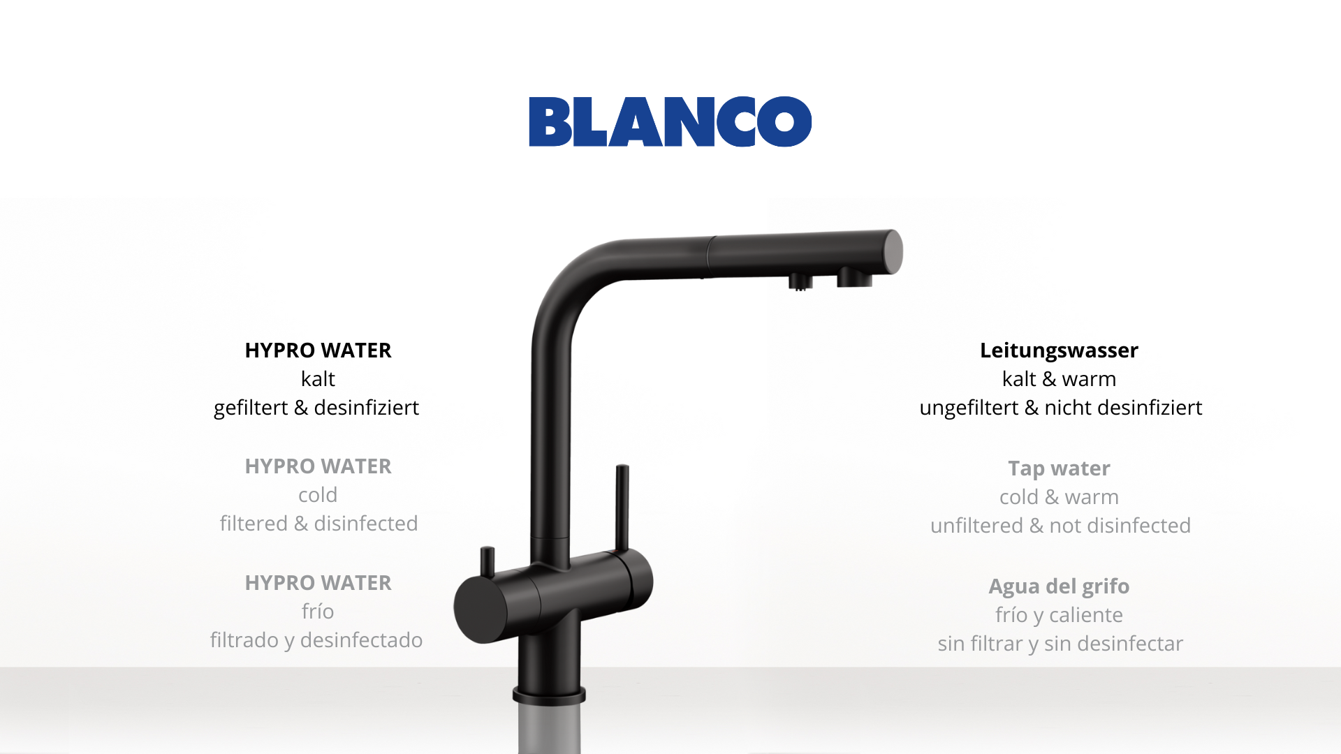 BLANCO 3-Wege-Wasserhahn schwarz ausziehbar