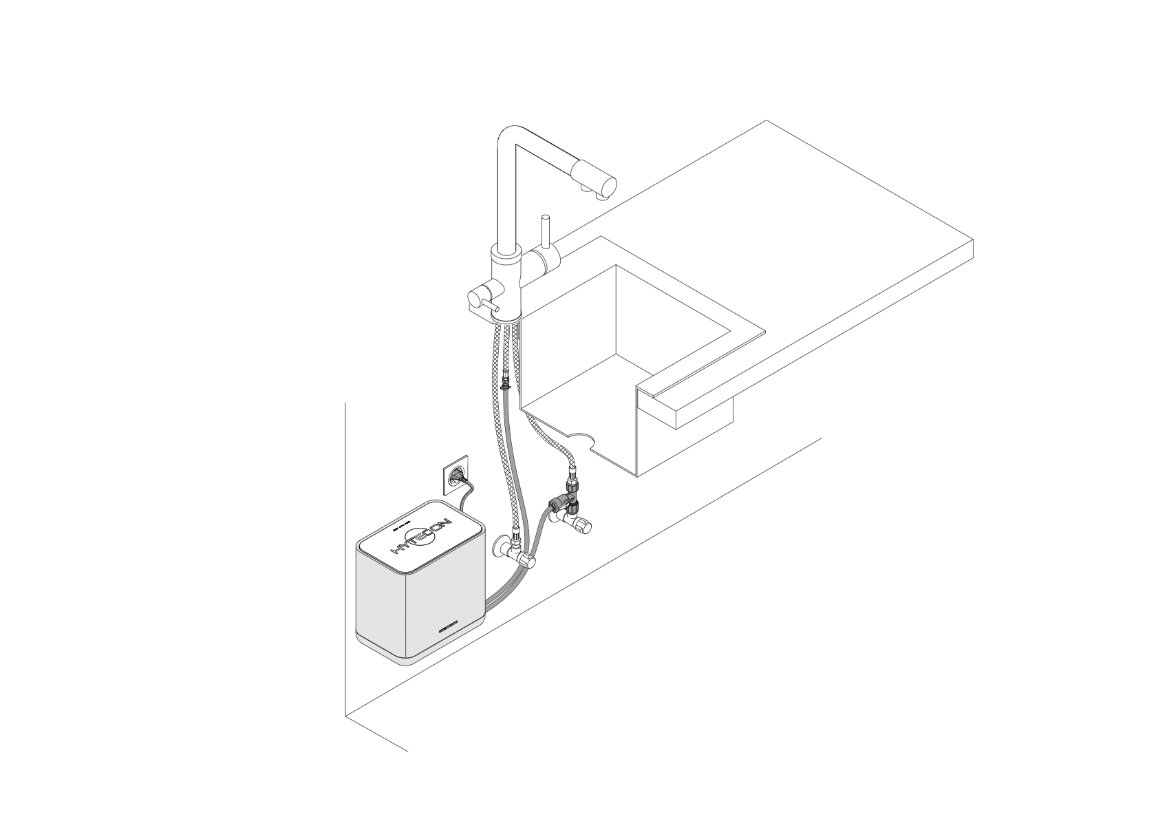 HYPRO WATER & BLANCO 3-Wege-Wasserhahn Schwarz